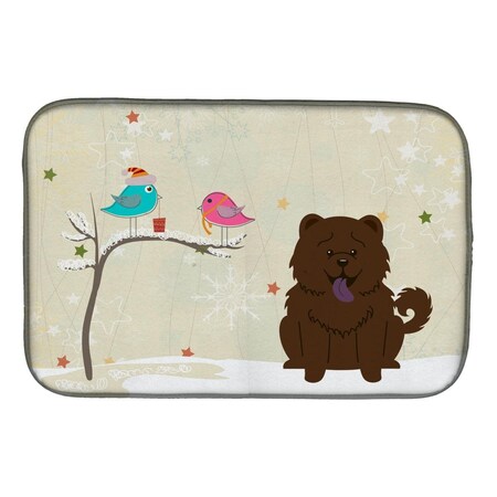 Carolines Treasures Christmas Presents Between Friends Chow Chow Chocolate Dish Drying Mat BB2613DDM